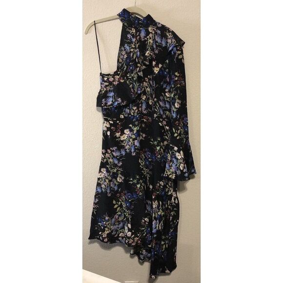 Parker Asymetrical 100% Silk Floral Print Midi Dress, Size 10 - Picture 1 of 7
